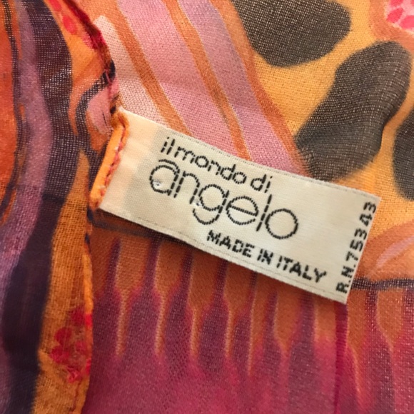 Il Mondo Di Angelo Italian Scarf Pink Orange Gold - Picture 4 of 8